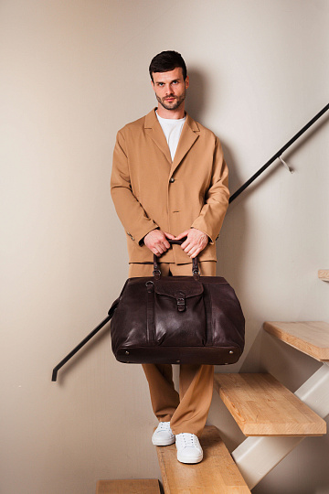 Сумка дорожная Dr.Koffer из натуральной кожи коричневая