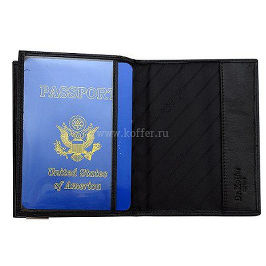 Обложка для паспорта из зернистой кожи черного цвета Dr.Koffer X267880-01-04