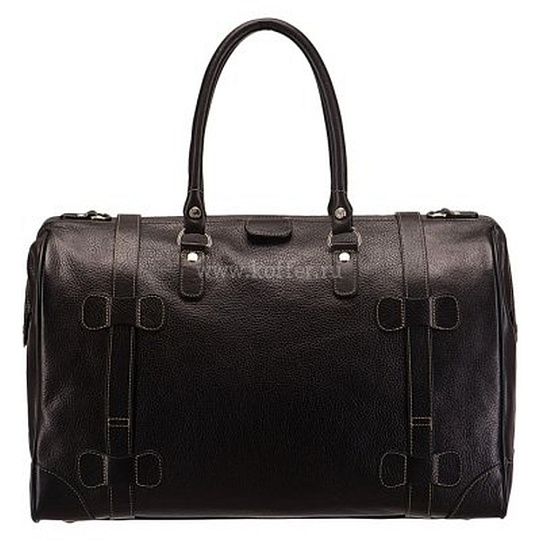 Черный саквояж, декорированный ремнями Dr.Koffer B280421-02-04