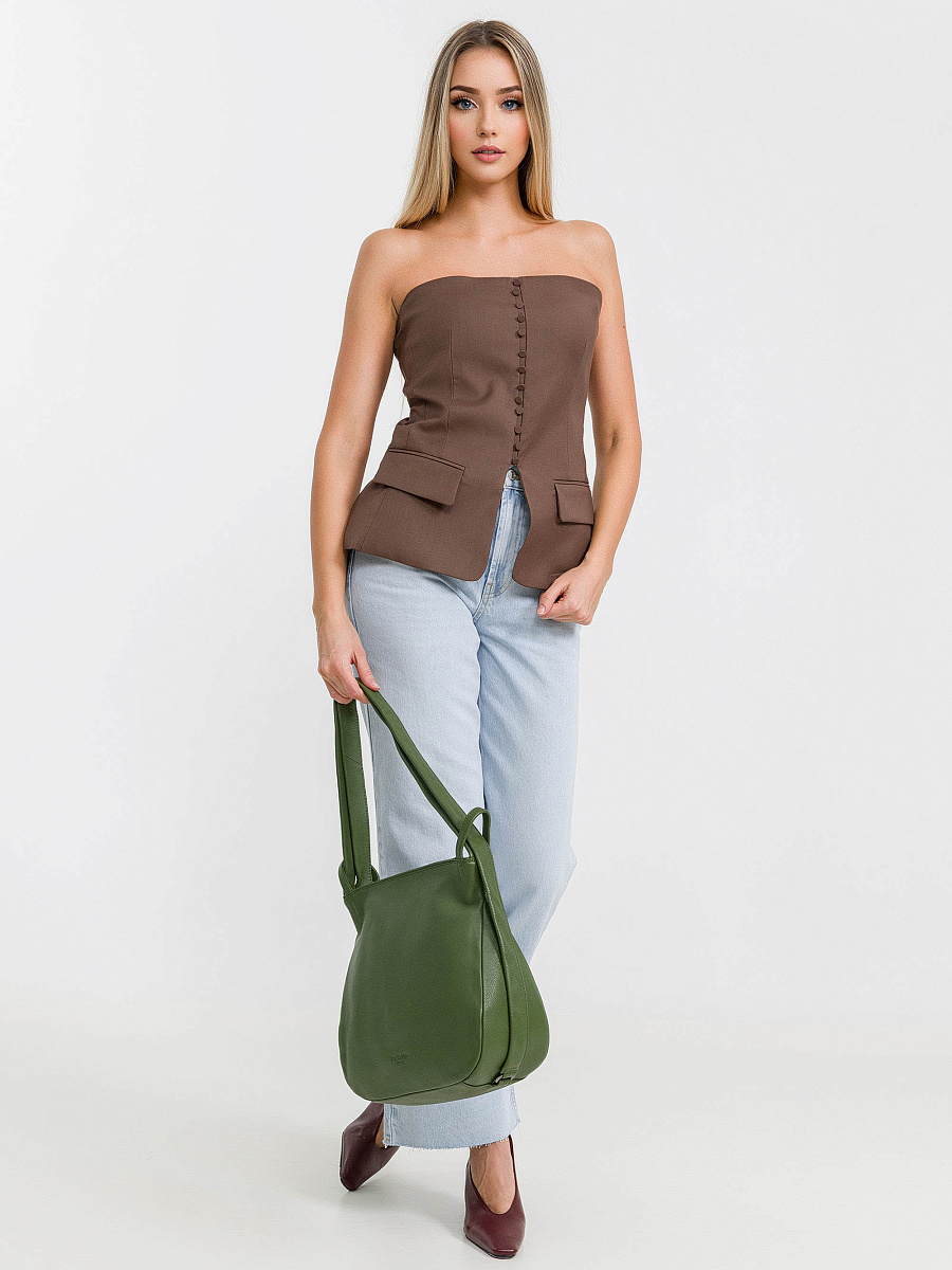 Женская сумка Dr.Koffer из натуральной кожи зеленая