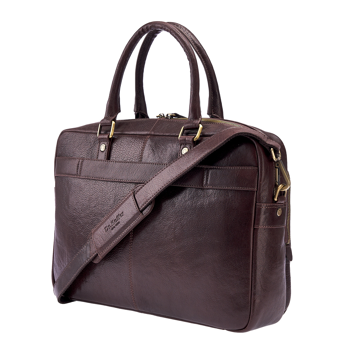 Деловая сумка Dr.Koffer из натуральной кожи темно-коричневая