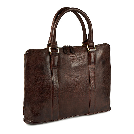 Деловая сумка Dr.Koffer из натуральной кожи темно-коричневая