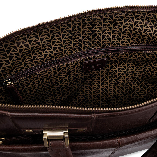 Деловая сумка Dr.Koffer из натуральной кожи темно-коричневая