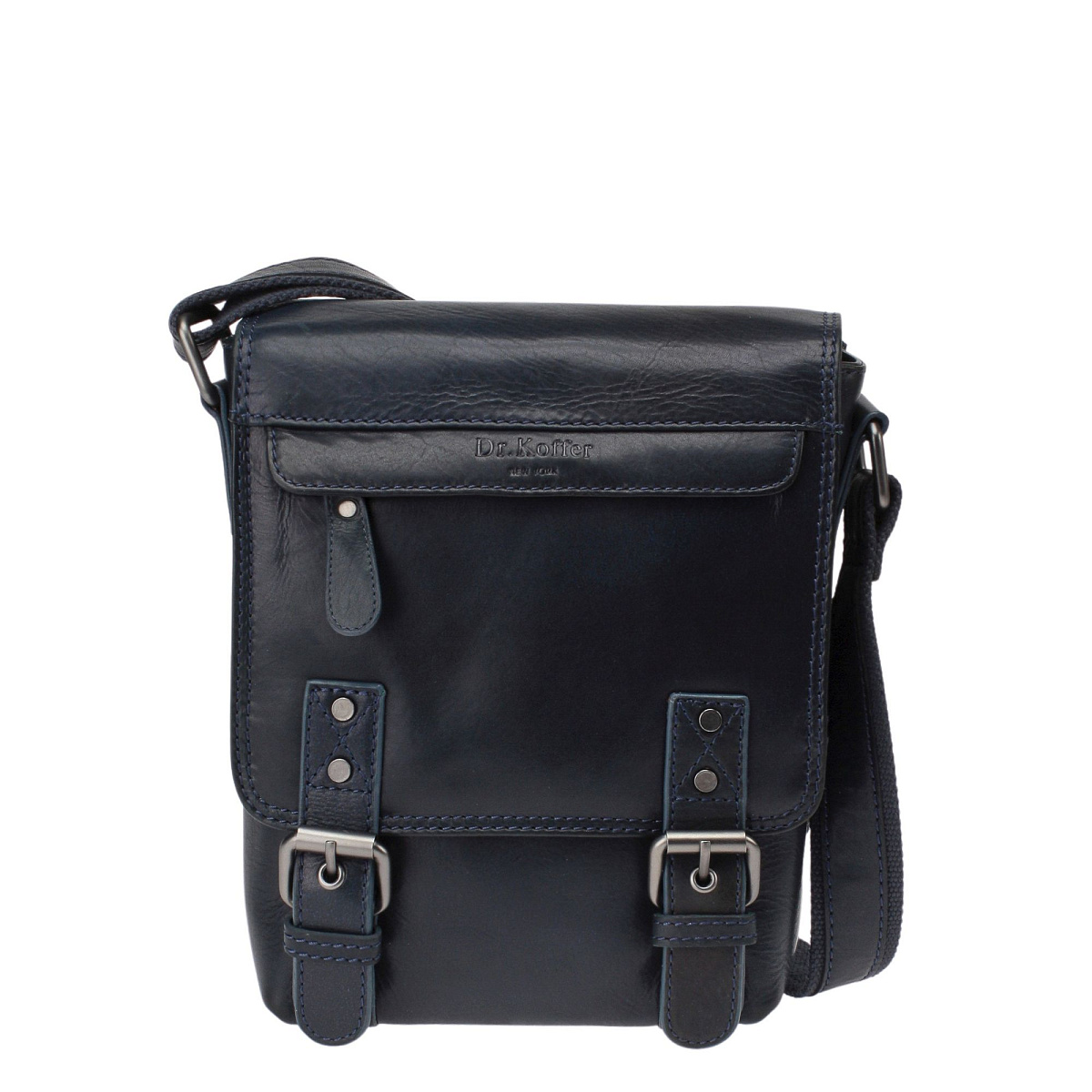 Сумка через плечо Dr.Koffer из натуральной кожи синяя