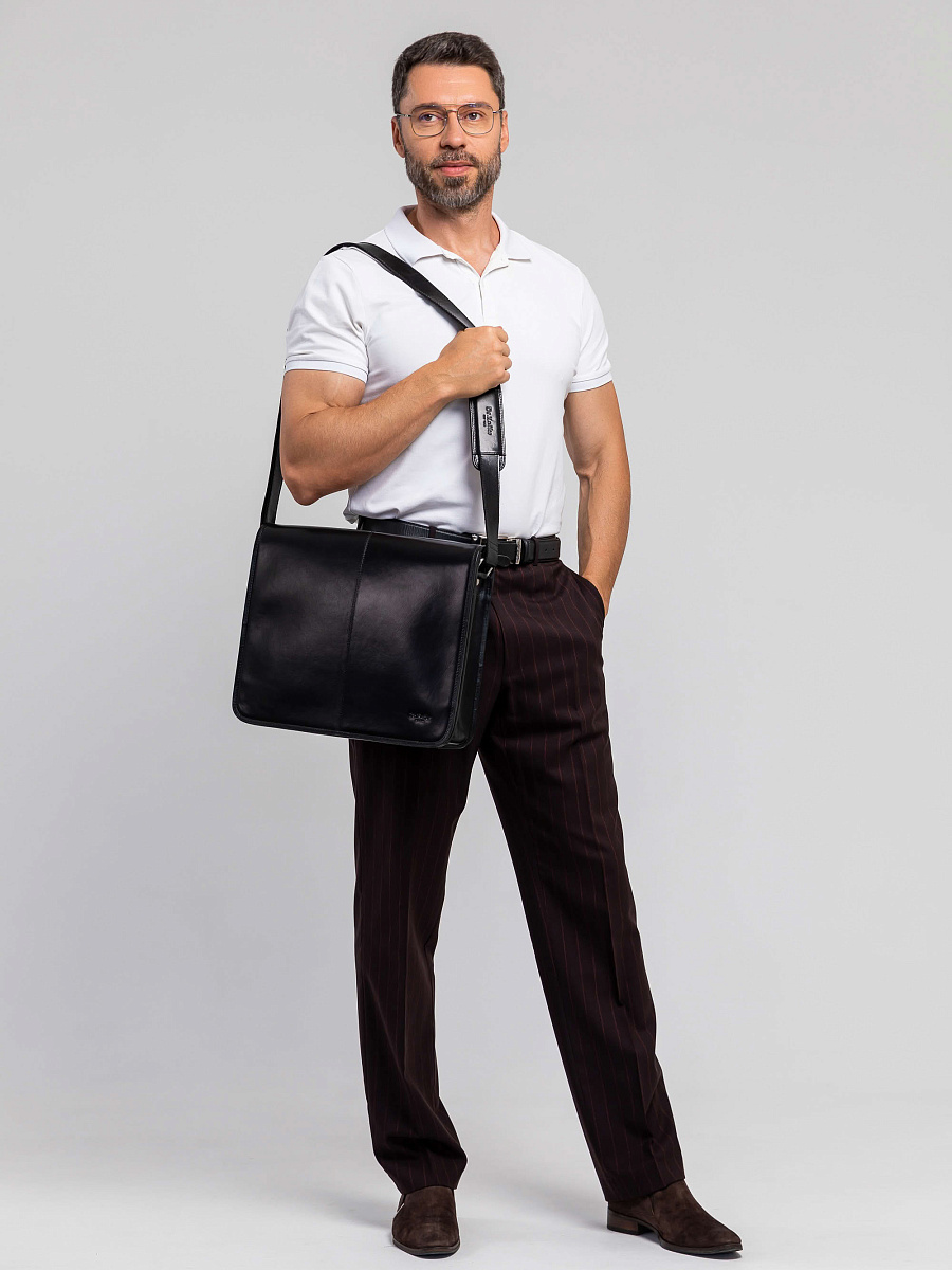 Деловая сумка Dr.Koffer из натуральной кожи черная