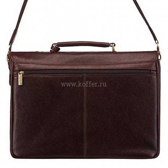 Стильный мужской портфель с кнопкой-шлевкой и съемным плечевым ремнем (шоколадного цвета)  Dr.Koffer B284320-02-09