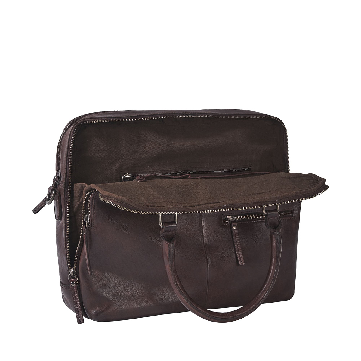 Деловая сумка Dr.Koffer из натуральной кожи темно-коричневая