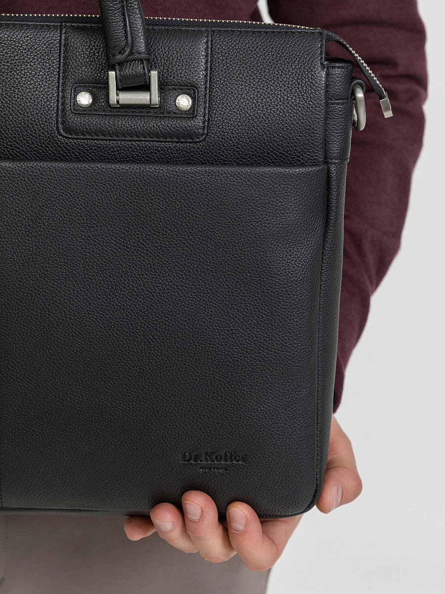 Деловая сумка Dr.Koffer из натуральной кожи черная