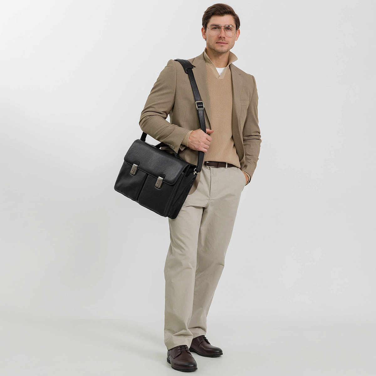 Портфель Dr.Koffer из натуральной кожи черный