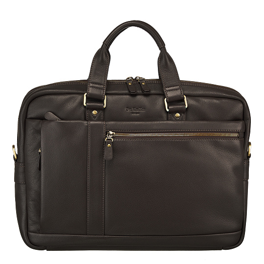 Деловая сумка Dr.Koffer из натуральной кожи темно-коричневая