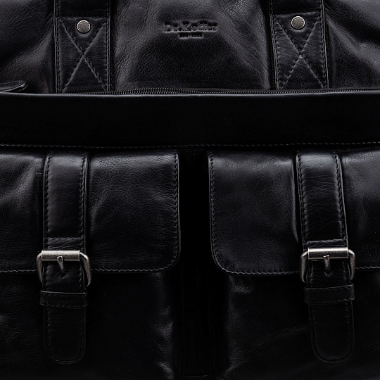 Деловая сумка Dr.Koffer из натуральной кожи черная