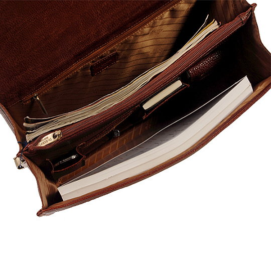 Портфель Dr.Koffer из натуральной кожи светло-коричневый