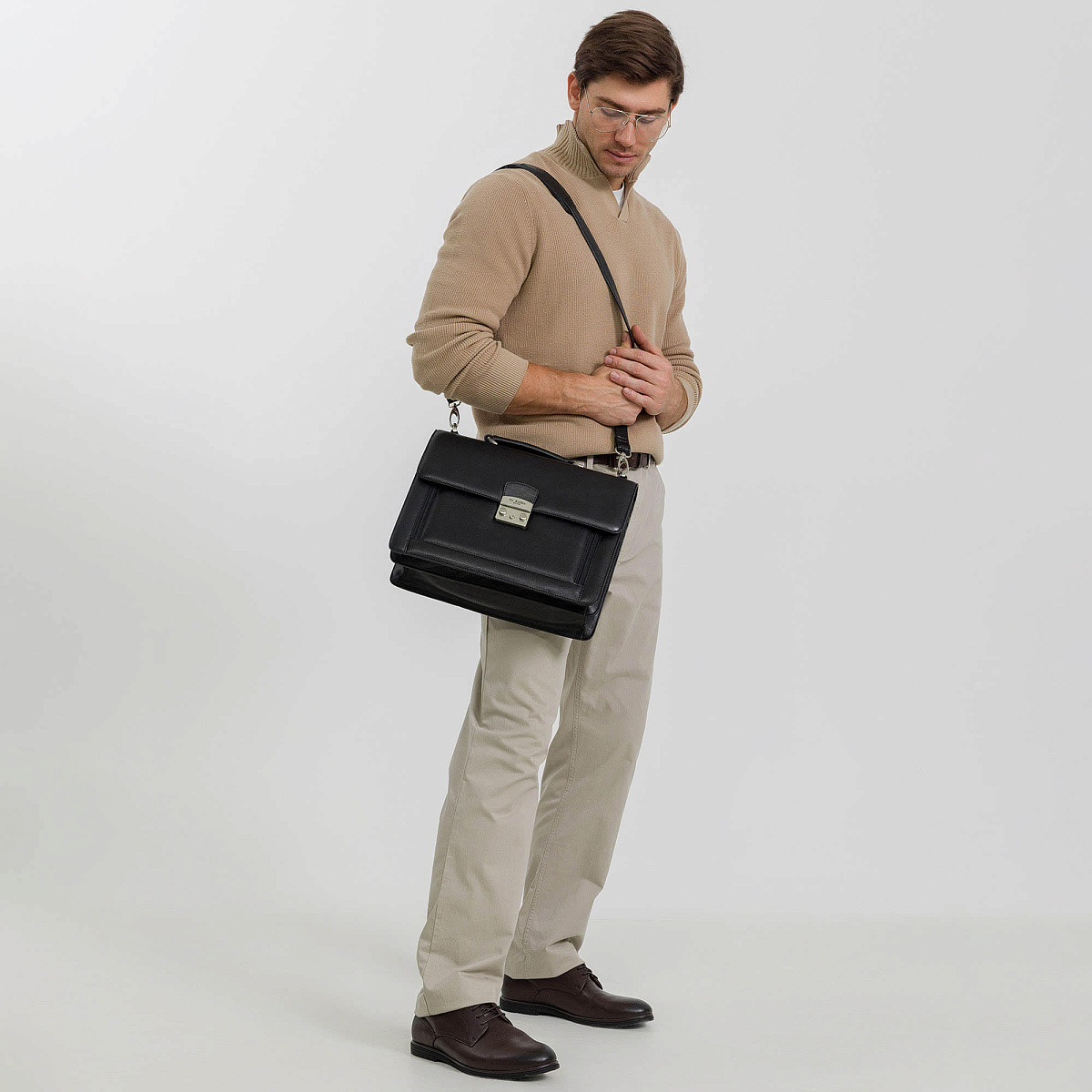 Портфель Dr.Koffer из натуральной кожи черный