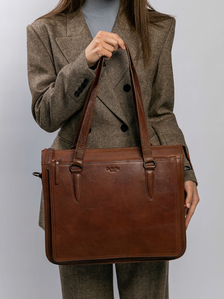 Женская сумка Dr.Koffer из натуральной кожи коричневая