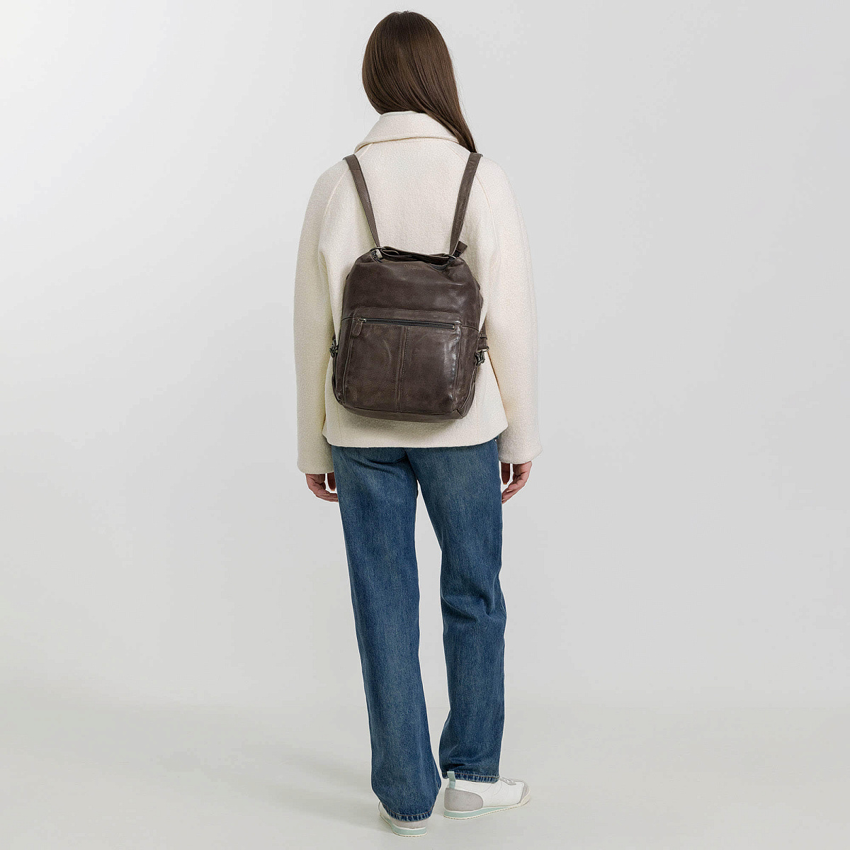 Сумка через плечо Dr.Koffer из натуральной кожи серая