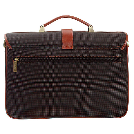 Тканевый портфель с кожаными вставками и бронзовой фурнитурой Dr.Koffer P402158-35-04