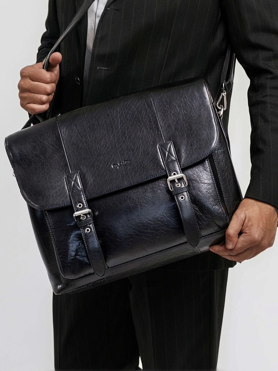 Портфель Dr.Koffer из натуральной кожи черный