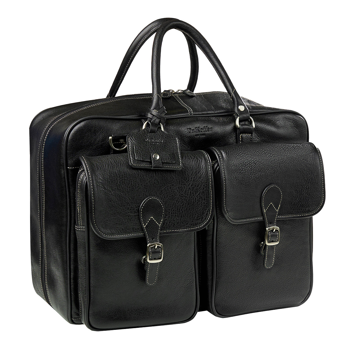 Сумка дорожная Dr.Koffer из натуральной кожи черная