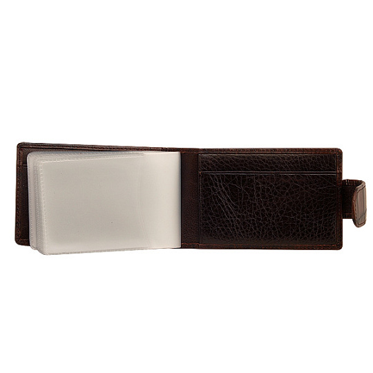 Визитница на кнопке из крокодиловой кожи коричневого цвета Dr.Koffer X510151-102-09