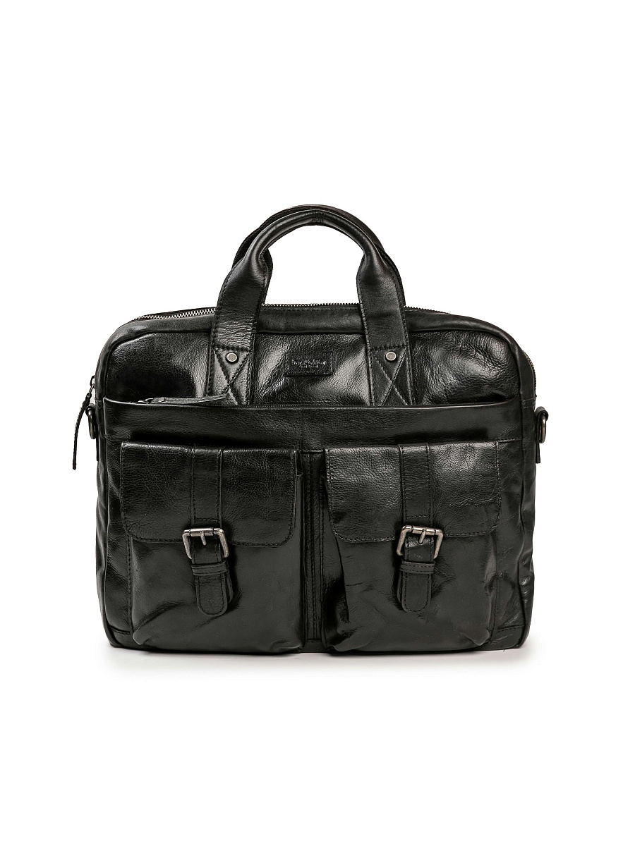 Деловая сумка Dr.Koffer из натуральной кожи черная