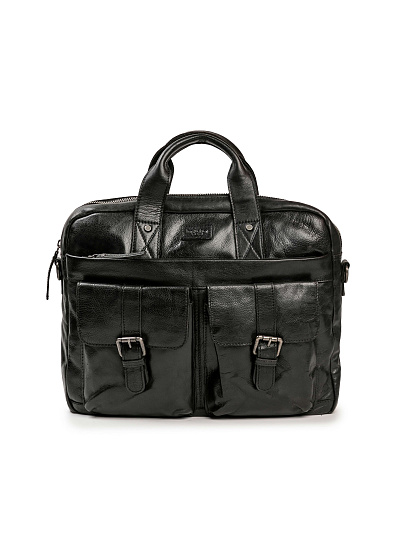 Деловая сумка Dr.Koffer из натуральной кожи черная