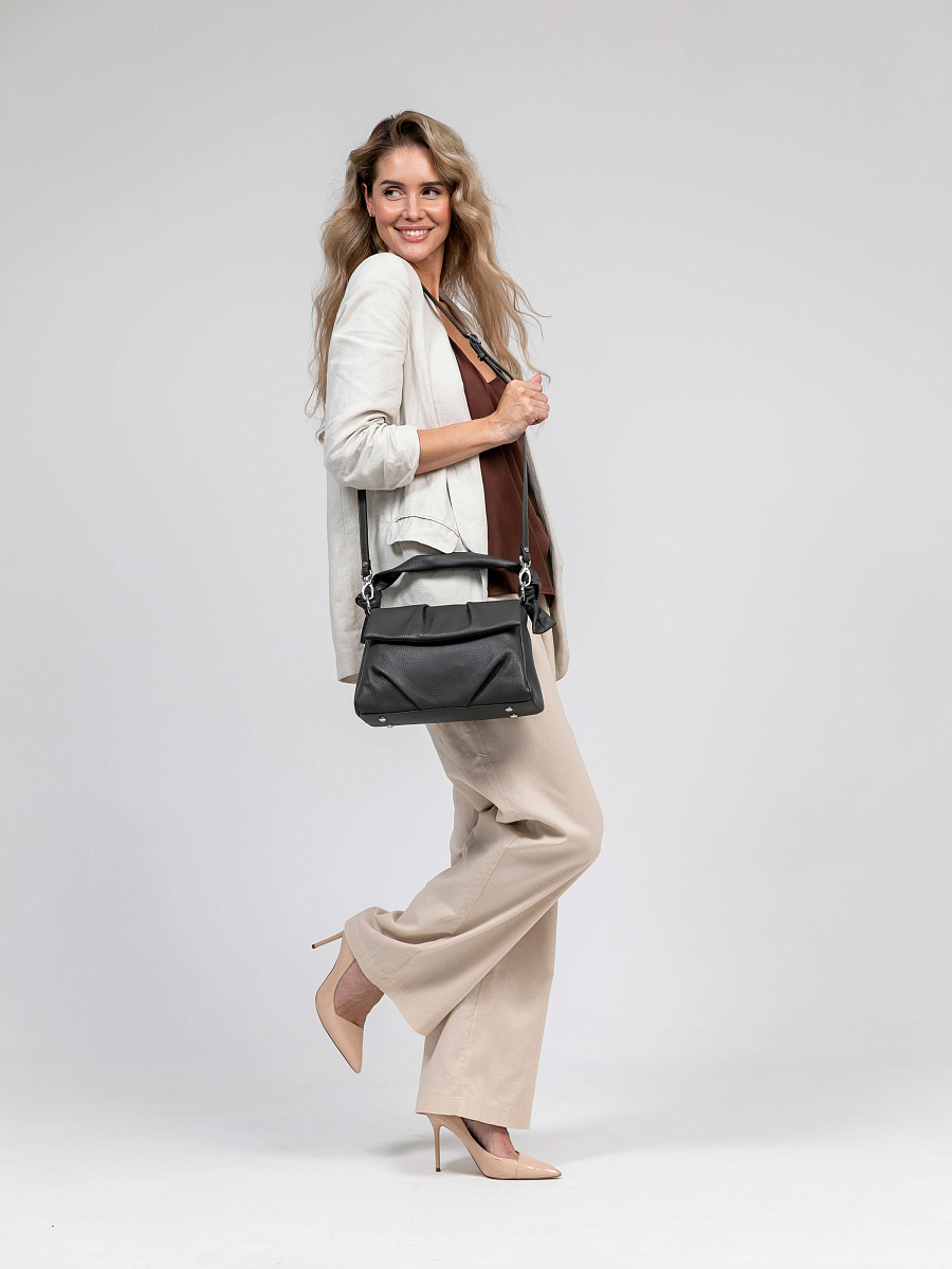 Женская сумка Dr.Koffer из натуральной кожи серая