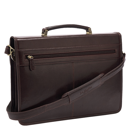 Портфель Dr.Koffer из натуральной кожи темно-коричневый