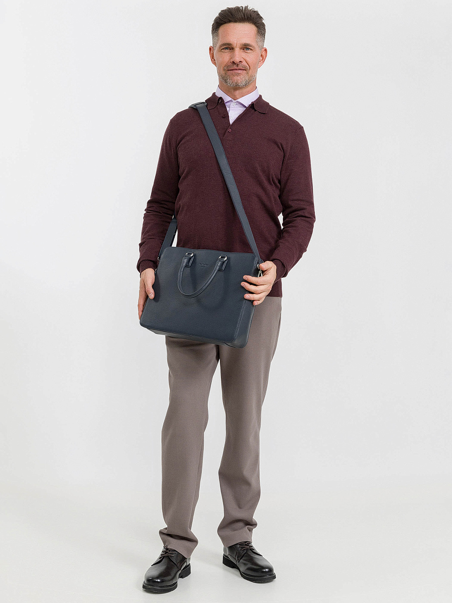 Деловая сумка Dr.Koffer из натуральной кожи синяя