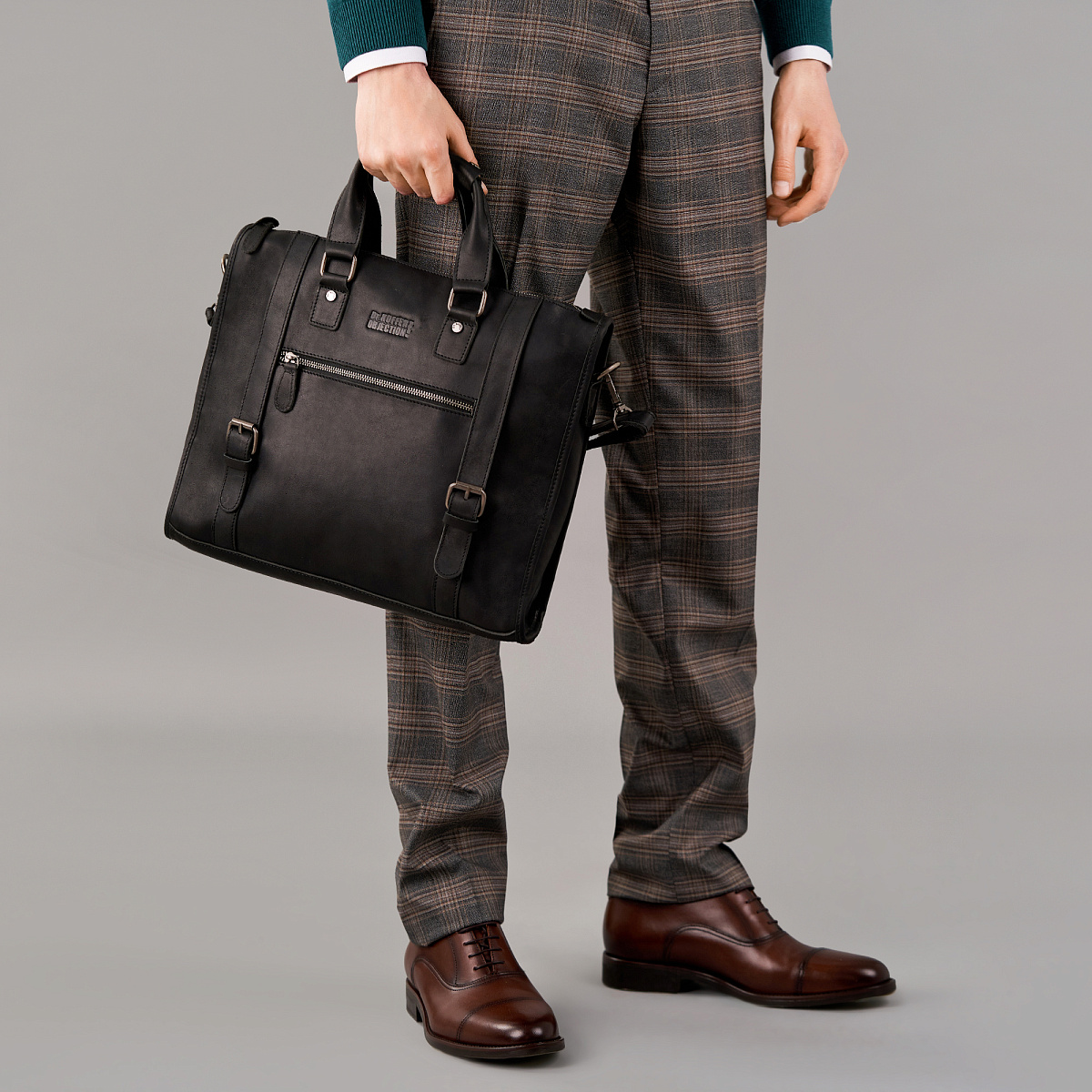 Деловая сумка Dr.Koffer из натуральной кожи черная