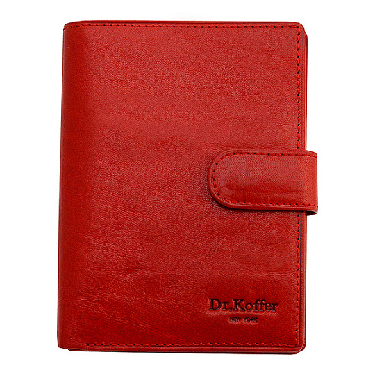 Обложка-портмоне для паспорта и автодокументов красного цвета Dr.Koffer X510137-26-12