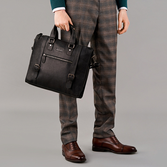 Деловая сумка Dr.Koffer из натуральной кожи черная