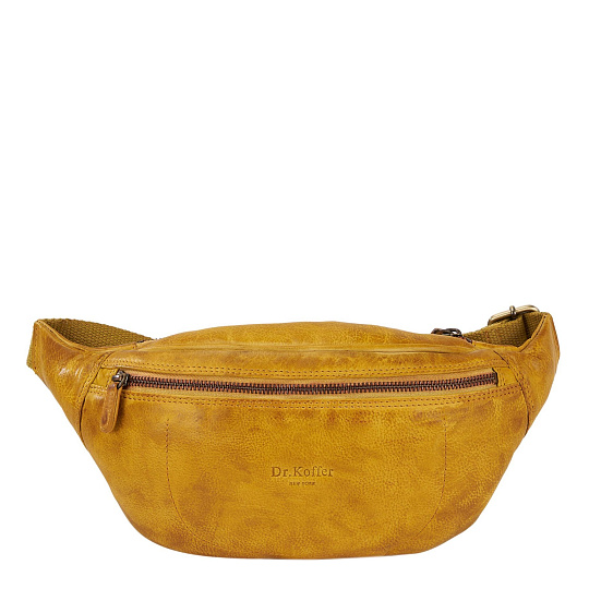 Сумка на пояс Dr. Koffer из натуральной кожи желтая