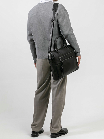 Деловая сумка Dr.Koffer из натуральной кожи черная