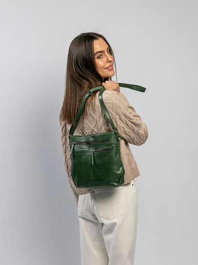 Сумка через плечо Dr.Koffer из натуральной кожи зеленая