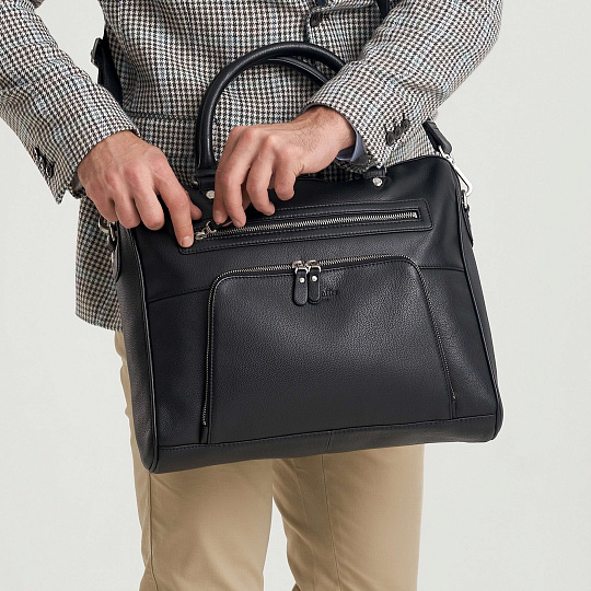 Деловая сумка Dr.Koffer из натуральной кожи черная