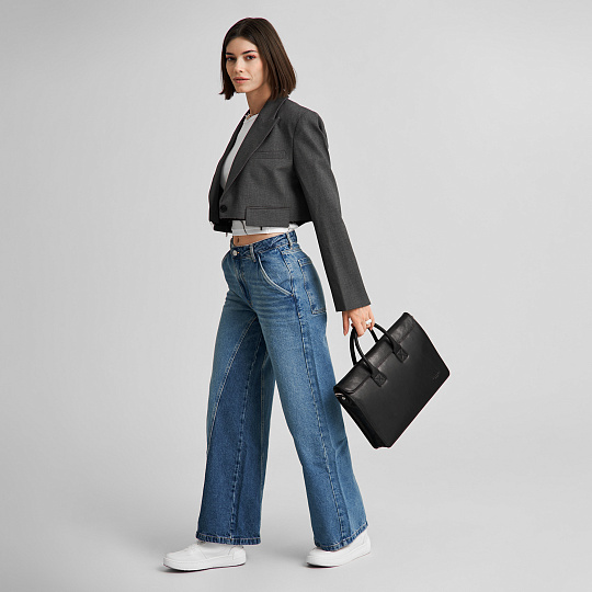 Деловая сумка Dr.Koffer из натуральной кожи черная