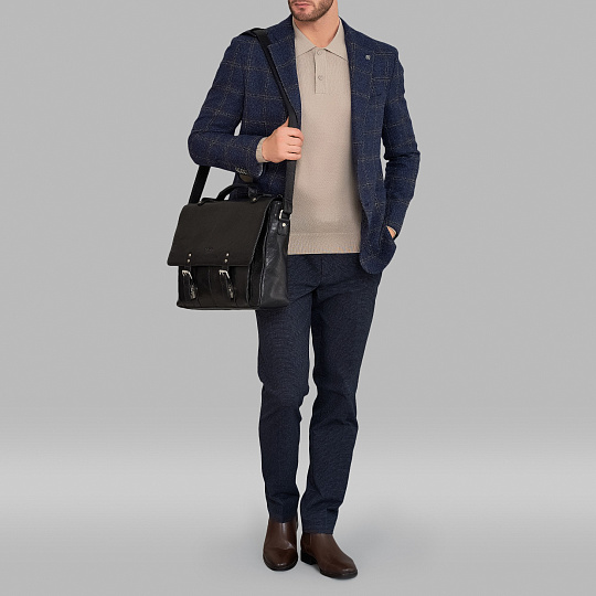 Портфель Dr.Koffer из натуральной кожи черный