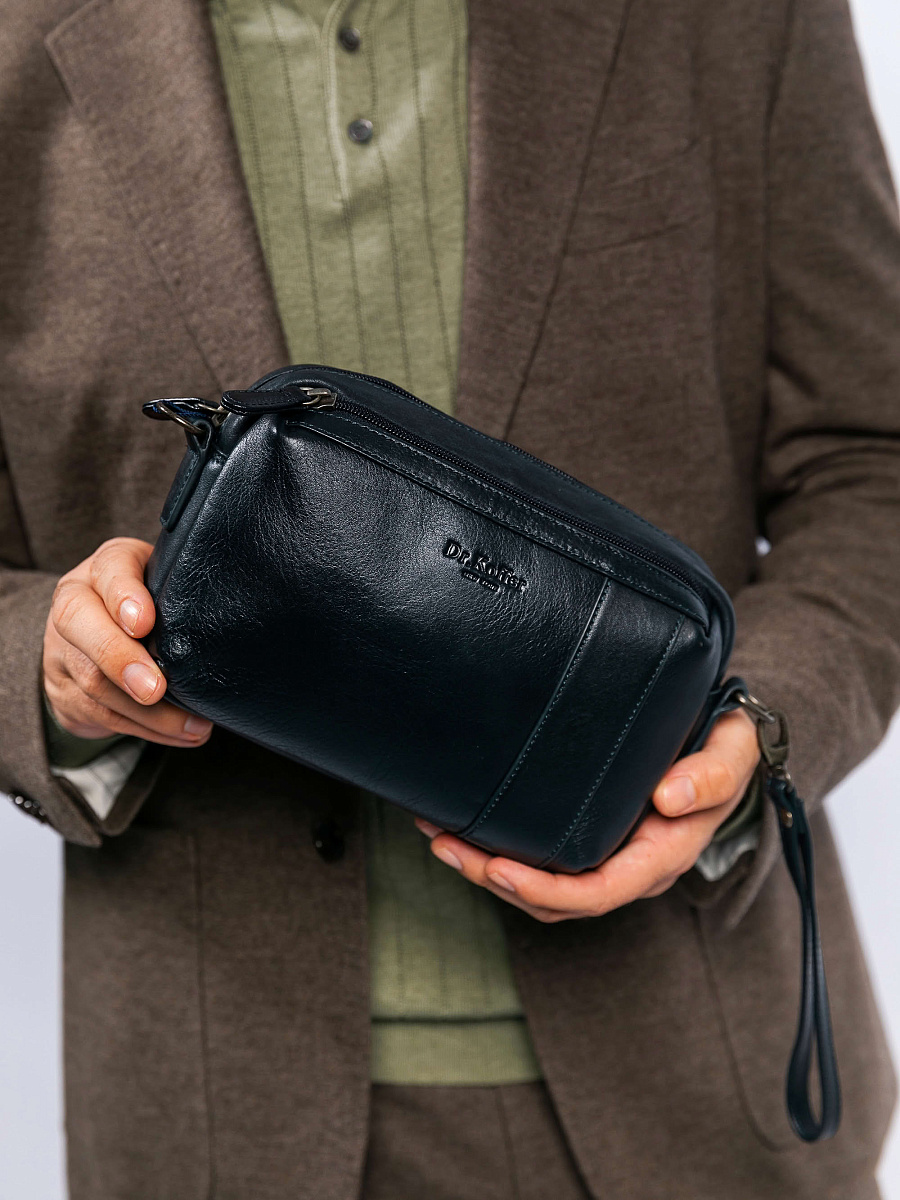 Сумка-визитка Dr. Koffer из натуральной кожи синяя