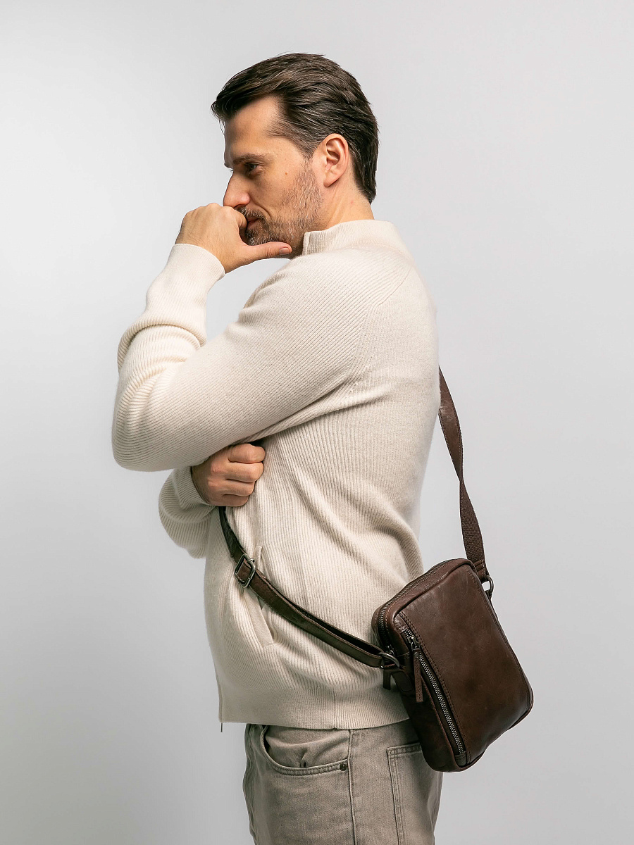 Сумка через плечо Dr.Koffer из натуральной кожи коричневая