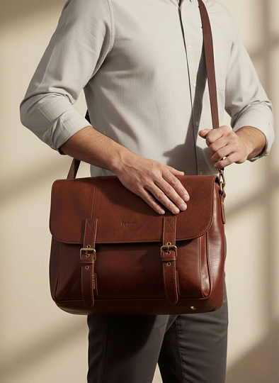 Портфель Dr.Koffer из натуральной кожи светло-коричневый