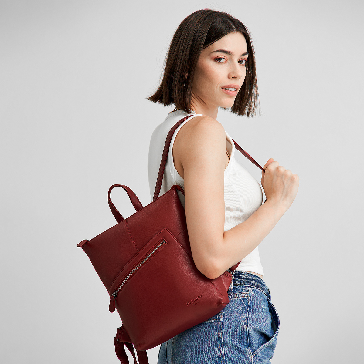 Рюкзак Dr.Koffer из натуральной кожи бордовый