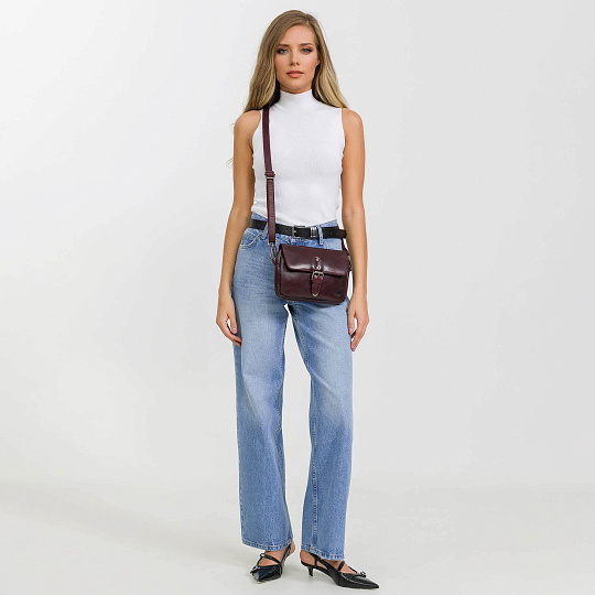 Женская сумка Dr. Koffer из натуральной кожи бордовая