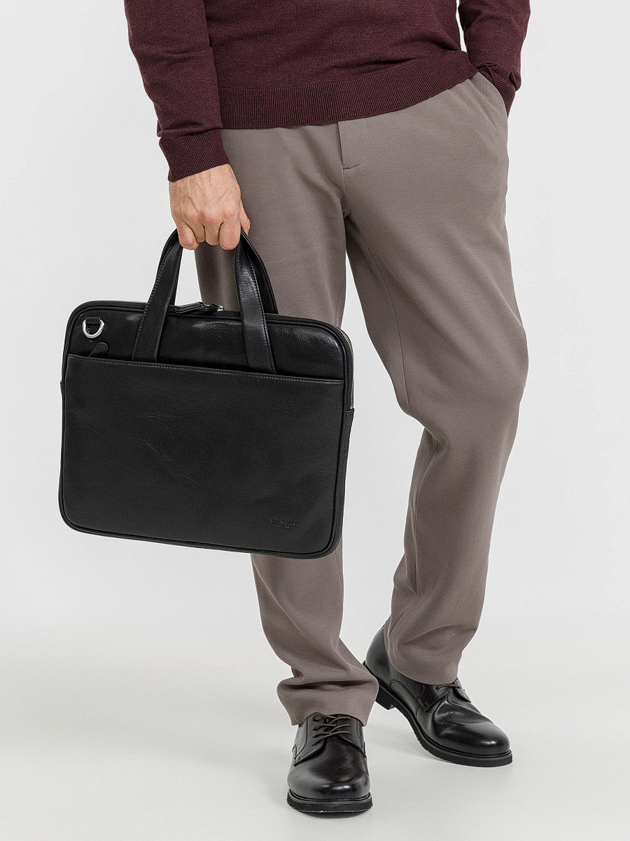 Деловая сумка Dr.Koffer из натуральной кожи черная