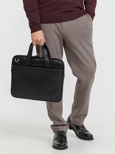 Деловая сумка Dr.Koffer из натуральной кожи черная