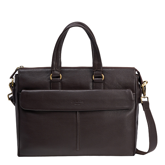 Деловая сумка Dr.Koffer из натуральной кожи темно-коричневая