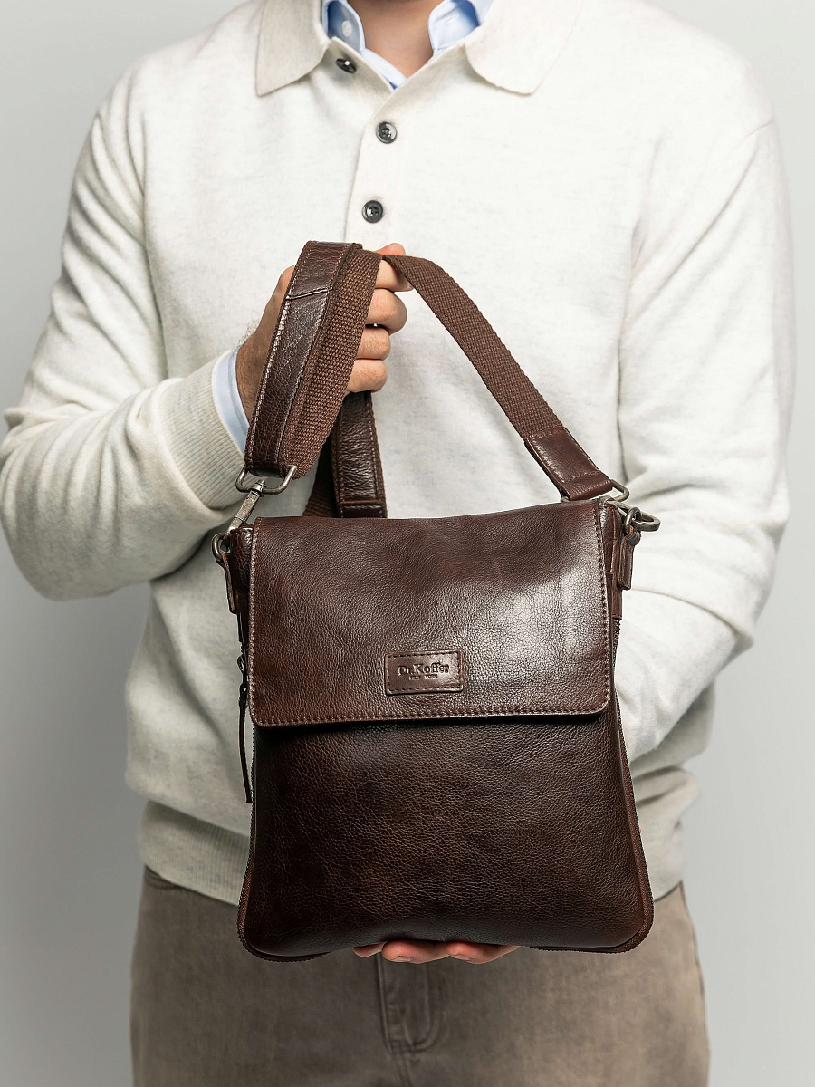 Сумка через плечо Dr.Koffer из натуральной кожи коричневая