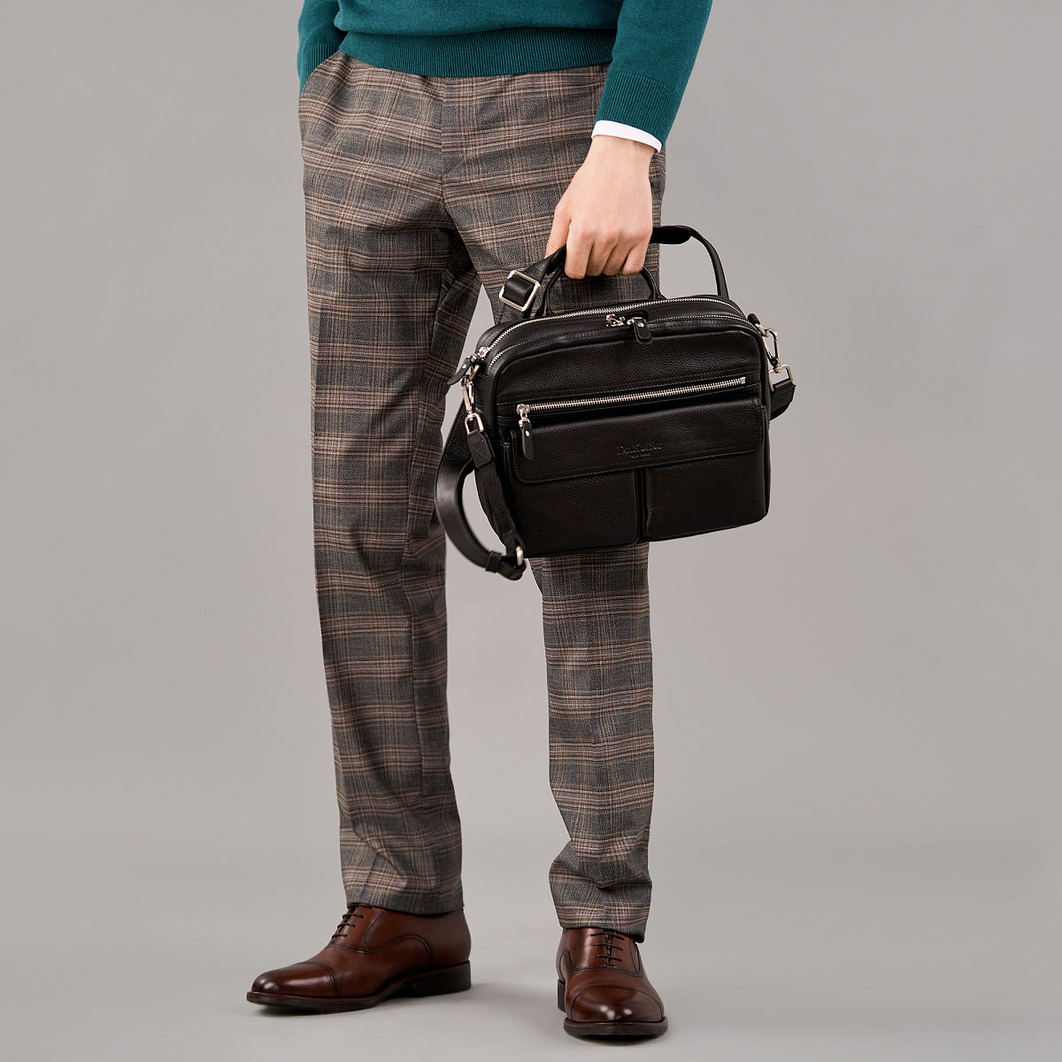 Деловая сумка Dr.Koffer из натуральной кожи черная