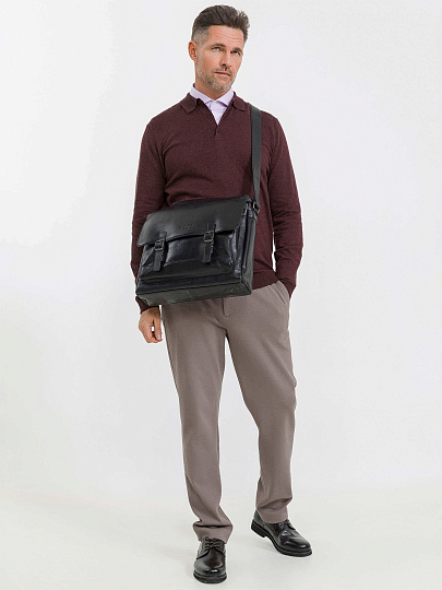 Деловая сумка Dr.Koffer из натуральной кожи черная