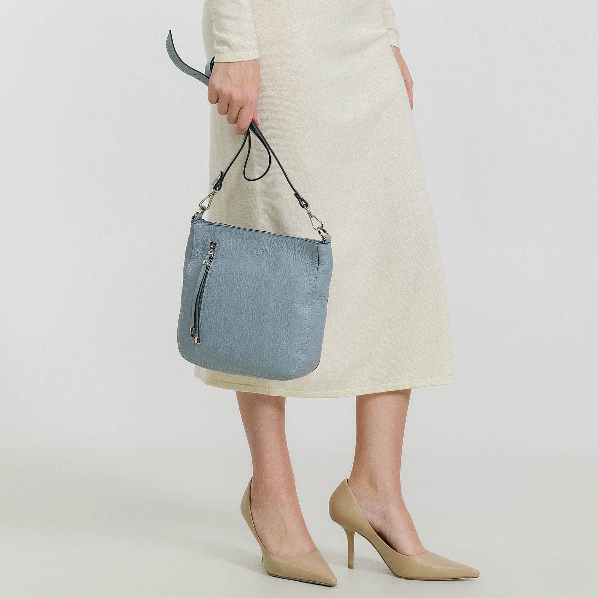 Женская сумка Dr. Koffer из натуральной кожи голубая