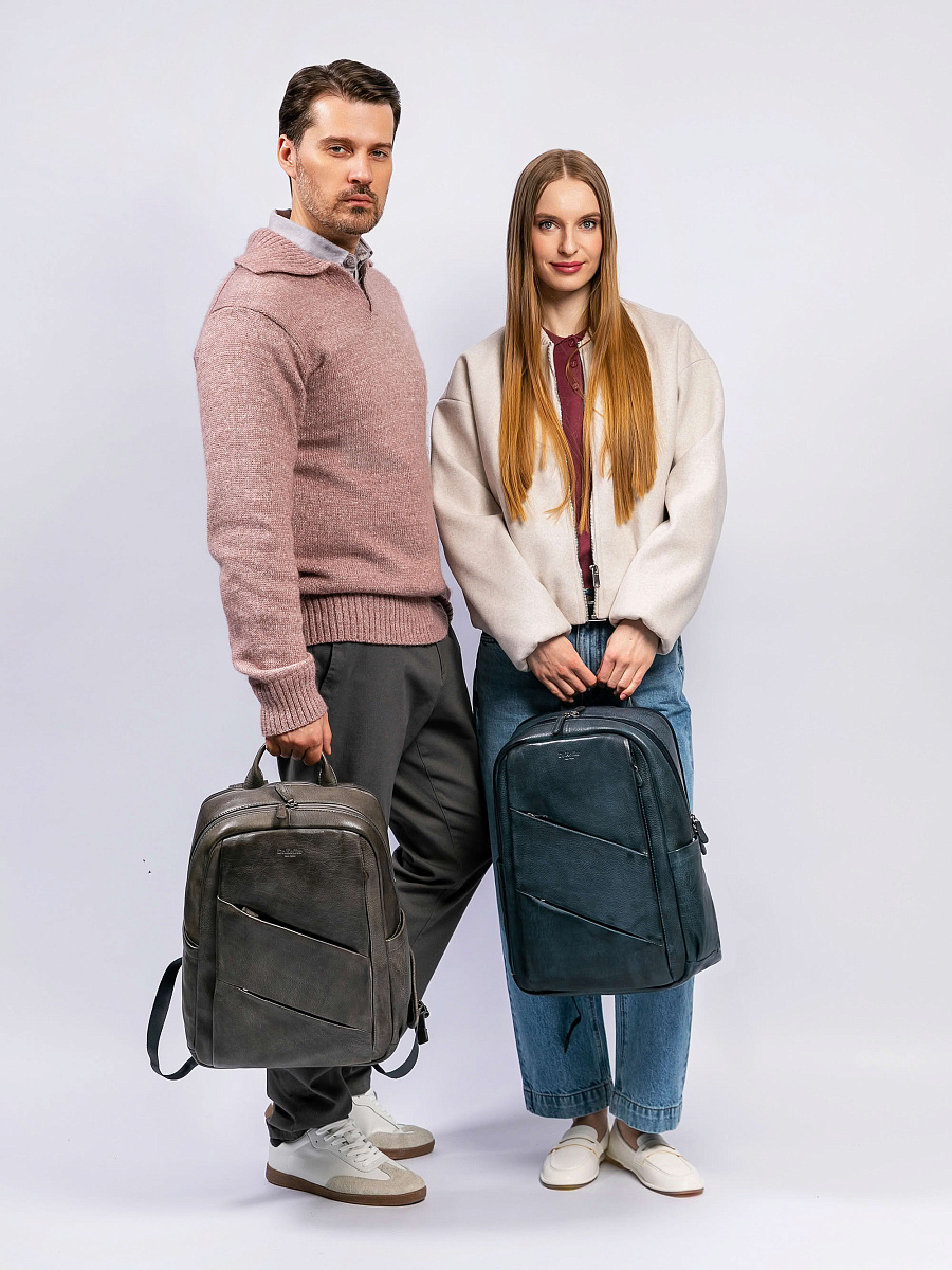 Рюкзак Dr. Koffer из натуральной кожи серый